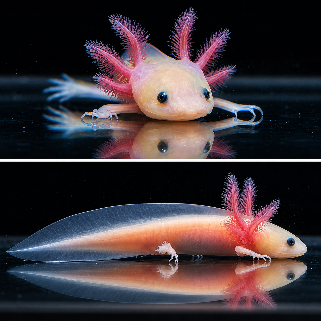 Leucistic Axolotl, GFP 2 to 4 inch