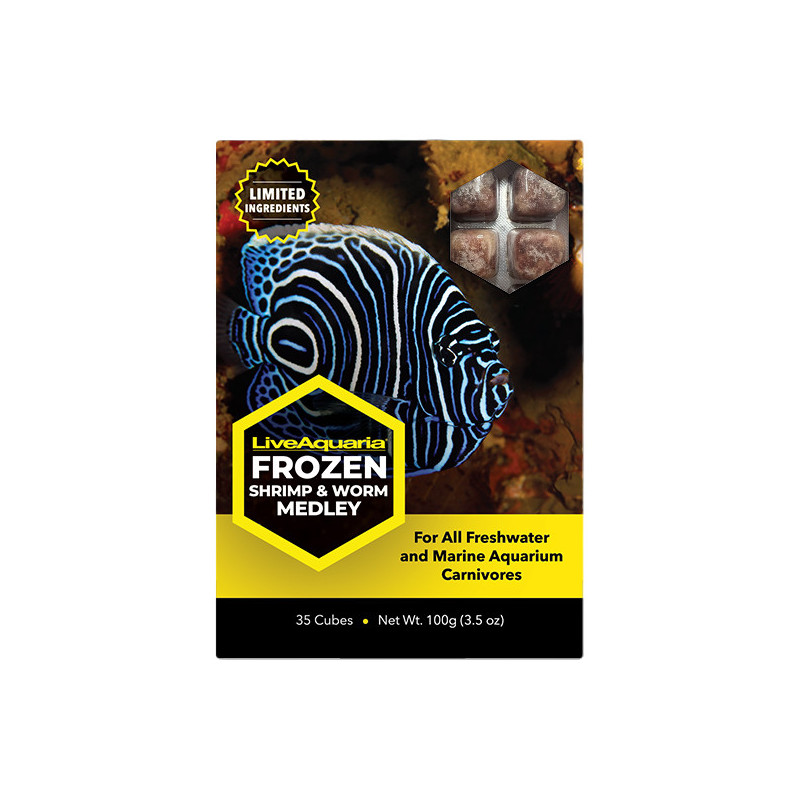 LiveAquaria® Frozen Shrimp & Worm Medley - 3.5 oz Cubes