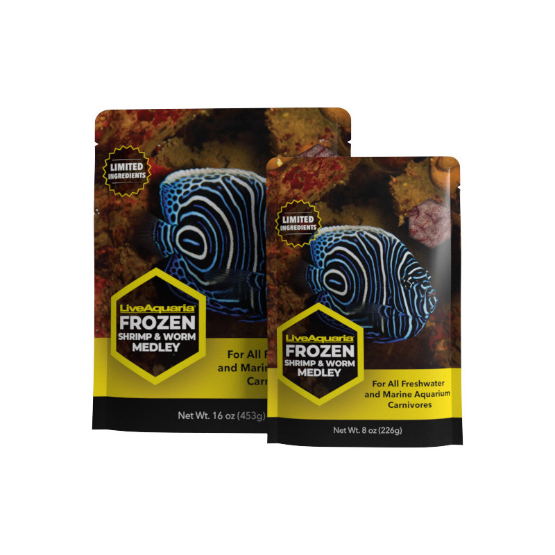 LiveAquaria® Frozen Shrimp & Worm Medley - 8 oz Flatpack