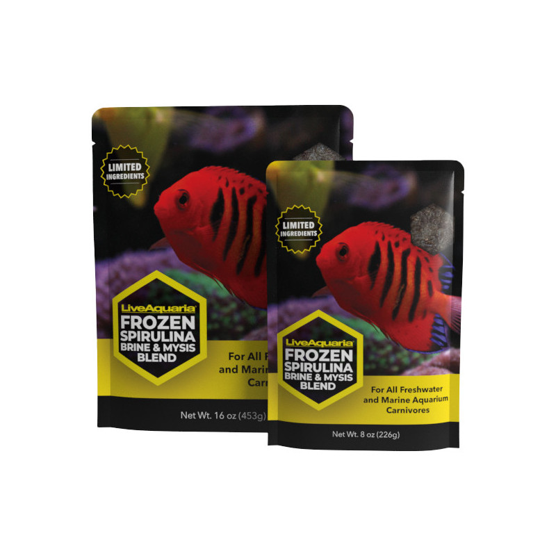LiveAquaria® Frozen Spirulina Brine & Mysis Blend - 16 oz Flatpack