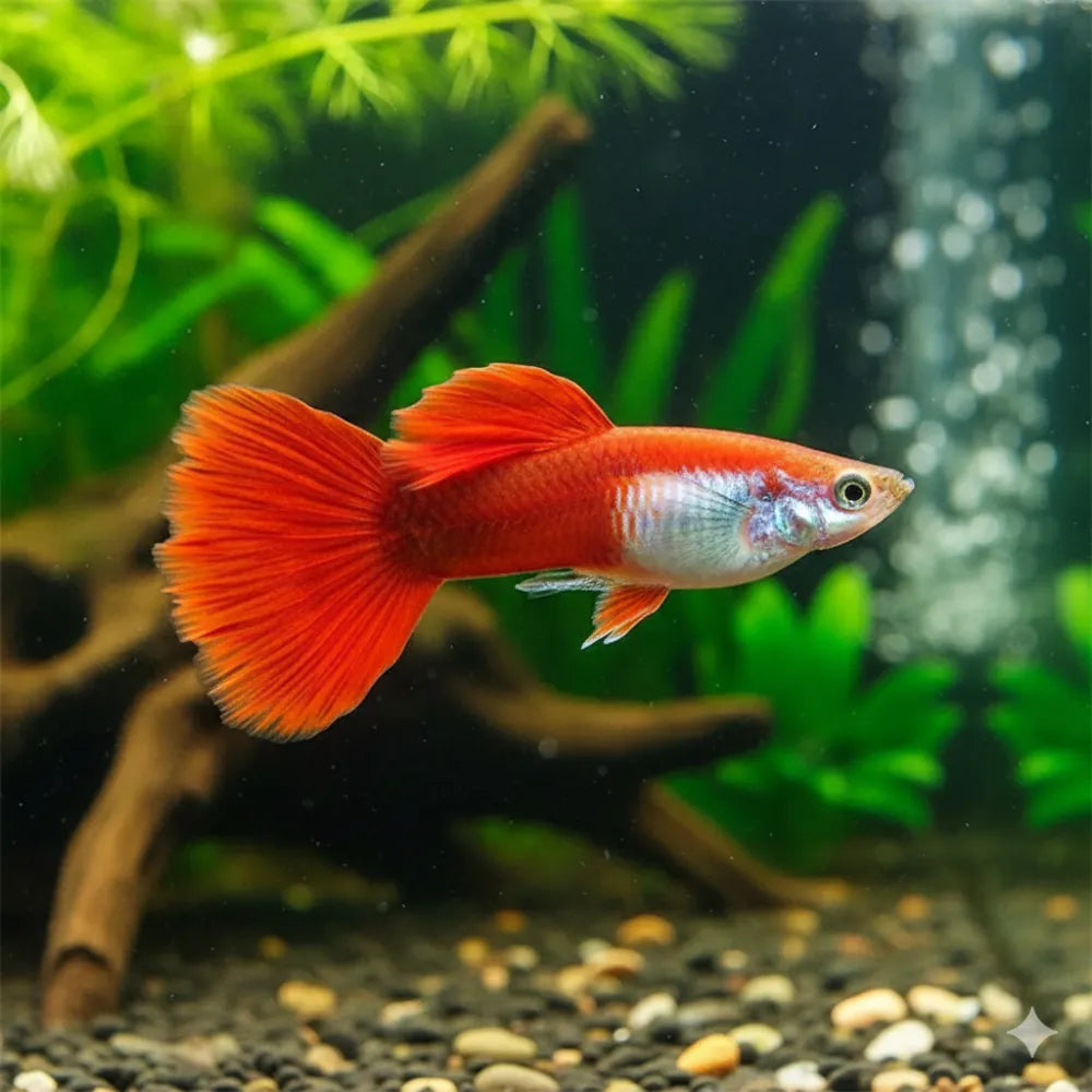 RED BLONDE  MALE GUPPY